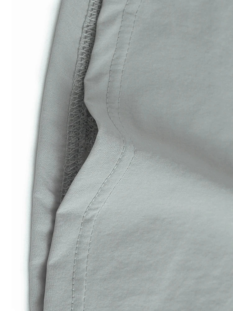 Women Gray Drawstring Pocket Big Size Midi Dress New Round Neck Short Sleeve Fashion Tide Spring Summer 2025 1DJ1193