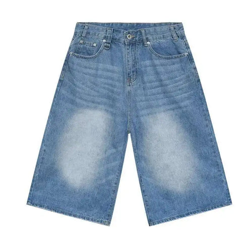 Load image into Gallery viewer, Vintage Men&#39;s Short Jeans Summer Loose Male Wide Leg Knee Length Denim Shorts New Washed Fashion Men  Bottoms 9A8825
