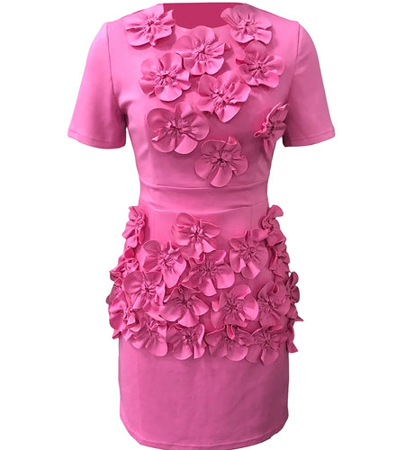 Solid Spliced Appliques Slimming Dresses For Women O Neck Short Sleeve High Waist Temperament Dress Female Fashion