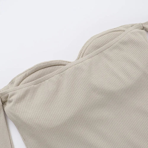 Load image into Gallery viewer, Off-shoulder Long Sleeve Sexy Mini Dress For Women Robe Fashion Ribbed Strapless Bodycon Fall High Waist Dress Elegant
