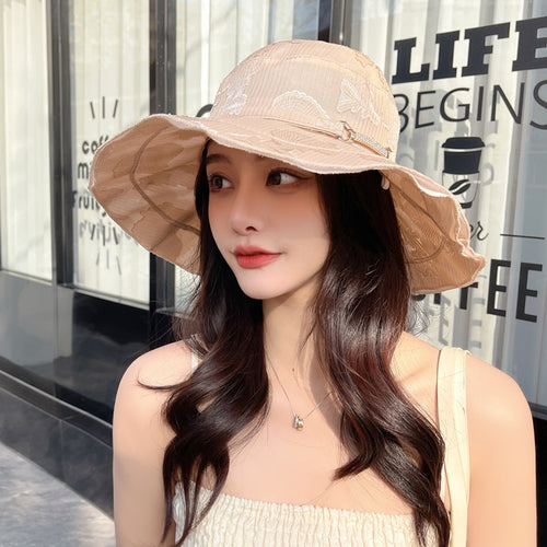 Load image into Gallery viewer, New Women&#39;s Summer Hat Fashion Silver Buckle Flower Print Design Sun Hat Travel Beach Bucket Hat
