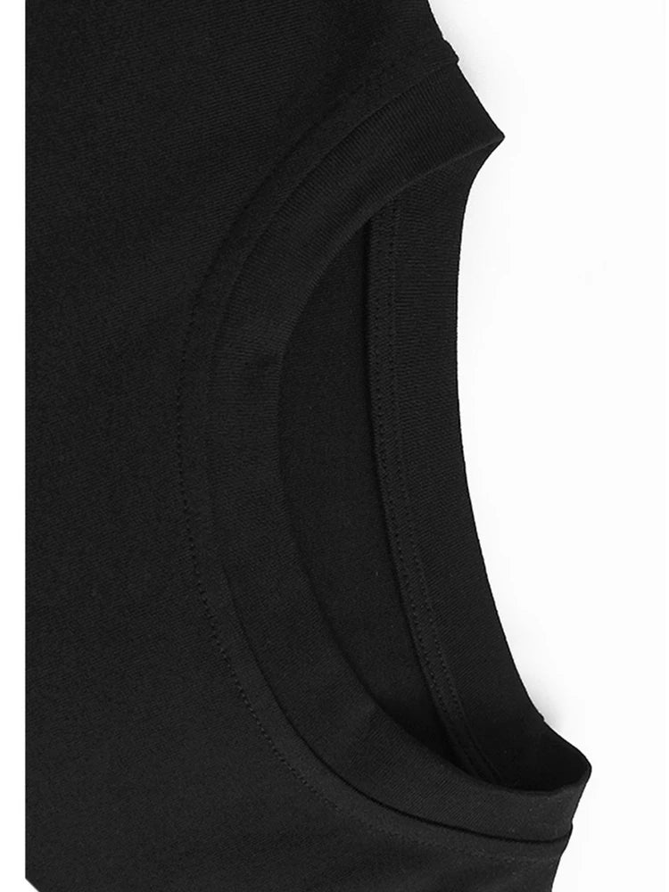 Women Black Khaki Irregular Spliced Big Size Long Dress New Round Neck Short Sleeve Fashion Spring Summer 2025 1DJ1119