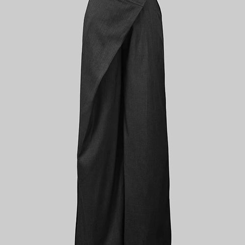 Load image into Gallery viewer, Trendy Women&#39;s Suit Pants Autumn Spring Loose Wide Leg Asymmetric Solid Color Split-Joint High Waisted Formal Trousers
