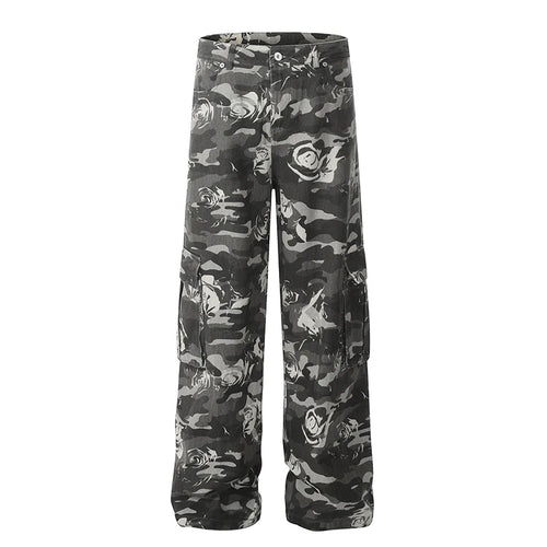 Load image into Gallery viewer, Camouflage Men's Cargo Pants Folar Printing Loose New American Style Straight Male Fashion Causal Trousers Summer 9W1958
