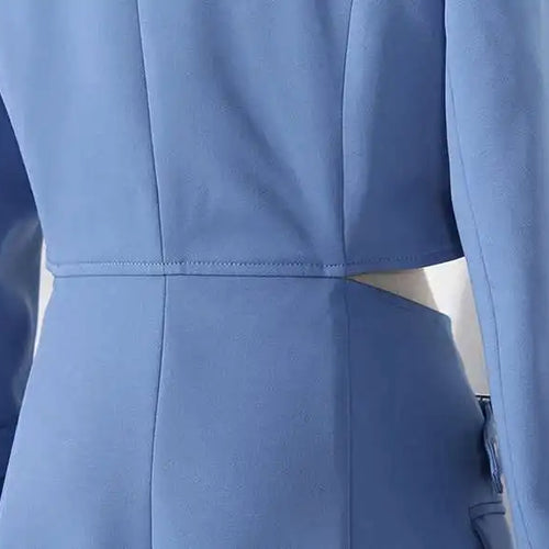 Load image into Gallery viewer, Women Blue Cross Buckle Hollow Out Blazer Dress New Lapel Long Sleeve Loose Fit Fashion Tide Spring Autumn 2025 1DE3323
