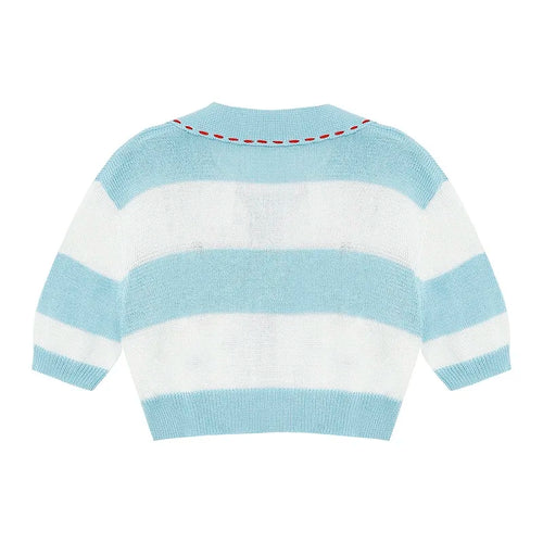 Load image into Gallery viewer, Women Turn Down Knitted Sweaters Cardigans Striped Cute Lady Knitting Thin Summer Slim Vintage Cardigan Outwear for Female B-005
