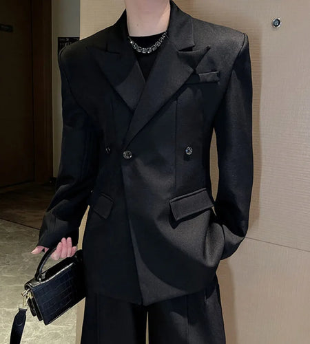 Men's Blazers New Solid Color Threedimensional Shoulder Design Spring Men Clothing Stylish Lapel Suit Jacket Club 9W1418