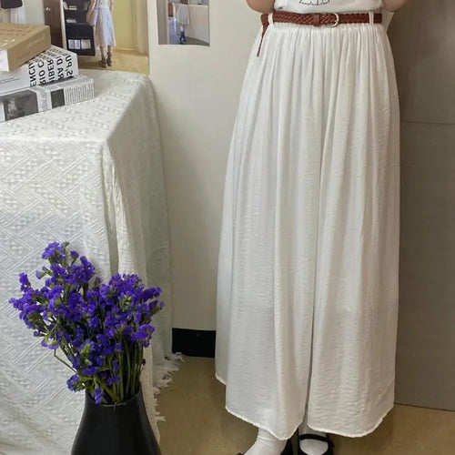 Load image into Gallery viewer, Spring Summer New Solid Elegant Vacation Party Pleated Skirt Women's French Fashion Elastic Waist Office Long Skirt Trend Simple
