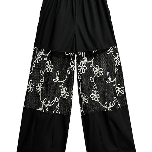 Load image into Gallery viewer, High Elastic Waist Black Grid Hollow Out Thin Wide Leg Pants New Trousers Women Fashion Tide Spring Autumn 2025 1DJ1246
