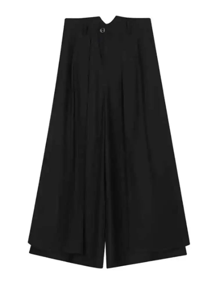 Women Black Pleated Long Elegant Wide Leg Pants High Waist New Loose Fit Trousers Fashion Tide Spring Autumn 2025 1DF9092