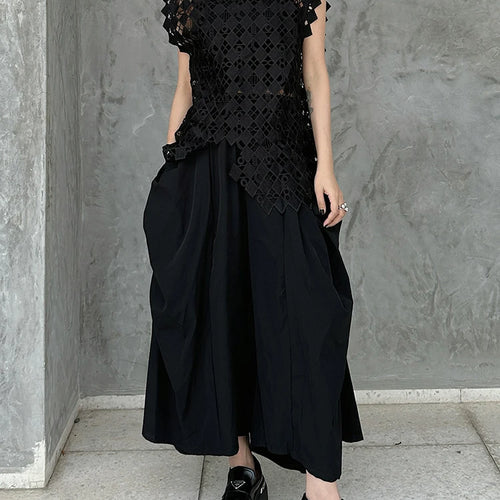 Load image into Gallery viewer, High Elastic Waist Black Pleated Pocket Calf-Length Pants New Trousers Women Fashion Tide Spring Autumn 2025  1DJ1074
