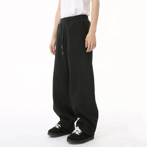 Load image into Gallery viewer, Trend Men&#39;s Casual Pants Loose Drawstring Straight Wide Leg Elastic Waist Solid Color Male Trousers Simple 9C6826
