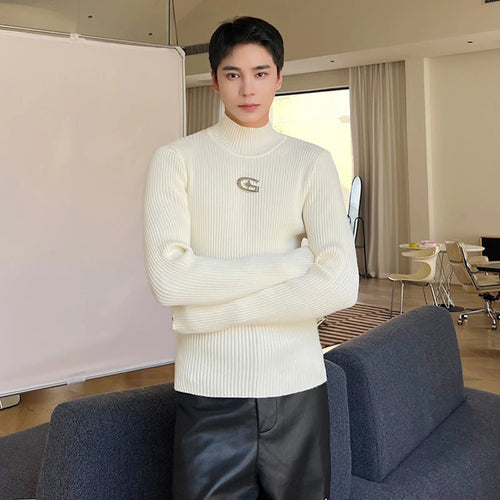 Load image into Gallery viewer, Men&#39;s Sweater Fashion Pullovers Autumn Winter Slim Male Sweter Niche Design Knit Tops Personalized Korean Style 9C2550
