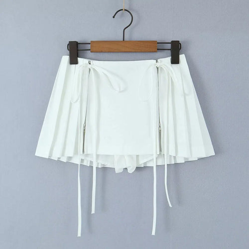 Load image into Gallery viewer, Summer High Waist Skirts Womens Sexy Mini Skirts Vintage Bandage Pleated Skirt Korean Tennis Skirts Short khaki White Black 2023
