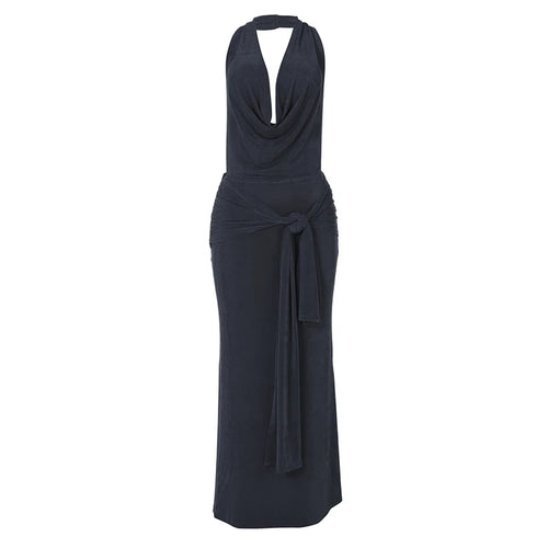 Load image into Gallery viewer, Deep V Neck Backless Sexy Maxi Dress For Women Elegant Hollow Out Bandage Sleeveless Bodycon Club Long Dress Fashion
