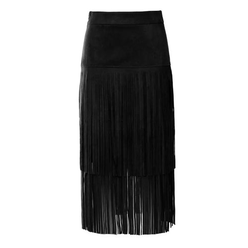 Load image into Gallery viewer, Spliced Tassel Designer Skirts for Women High Waist Chic Slimming Skirt Female Fashion Style Clothes
