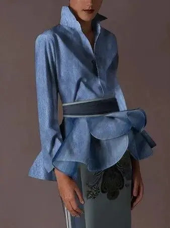 Autumn Vintage Blouses Women's Flared Sleeves Blouse Urban Flower Printed Elegant Shirts Tops for Woman