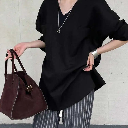 Load image into Gallery viewer, Women Gray Double Pocket Big Size Elegant Mini Dress New V--Neck Long Sleeve Fashion Tide Spring Autumn 2025 1DH7310
