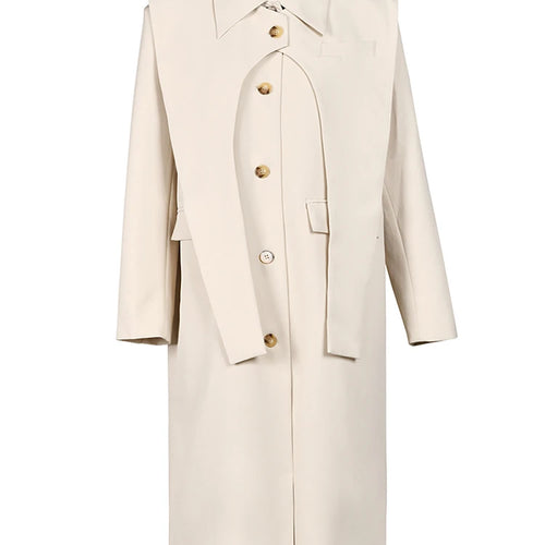 Load image into Gallery viewer, Women Blue Irregular Big Size Long Blazer New Lapel Long Sleeve Loose Fit Jacket Fashion Tide Spring Autumn 2025 7AB039
