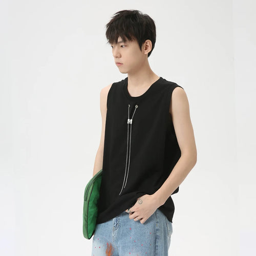 Load image into Gallery viewer, Niche Style Male Tank Tops Metal Chains Casual Round Neck Sleeveless Loose Men&#39;s Tops New Fashion Summer 9C6266
