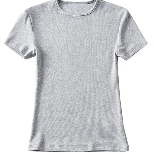 Load image into Gallery viewer, Casual Summer Woman Skinny Fit T-shirt Tight Short-Sleeve O-neck Tee Basic Solid Crop Tops T Shirt
