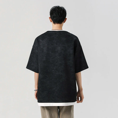 Load image into Gallery viewer, Men&#39;s T-shirt Short Sleeve New Summer Tie Dye Design V-neck Fake Two-pieces Sylish Solid Color Trendy Male Clothing 9W1934
