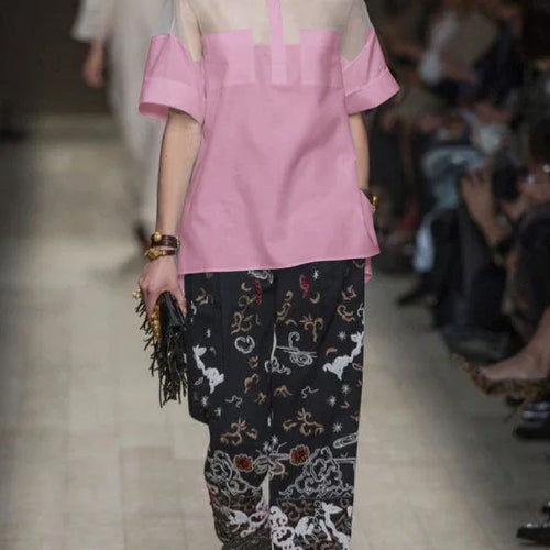 Load image into Gallery viewer, Summer Women White Trendy Short Sleeves Tops Shirts Fashion Vintage Elegant See-through Blouses Shirts for Woman
