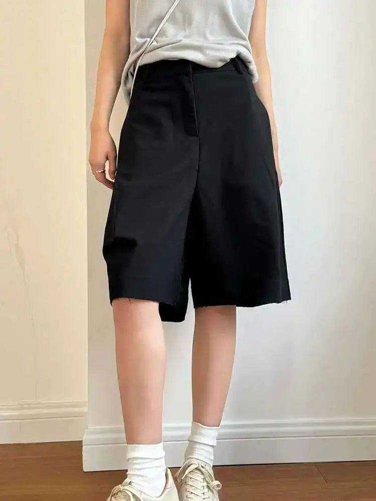 High Elastic Waist Gray Pocket Elegant Knee Length Pants New Trousers Women Fashion Tide Spring Summer 2025 1DH5814