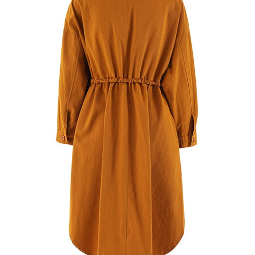 Load image into Gallery viewer, Women Orange Big Size Long Casual Blouse New Stand Collar Long Sleeve Shirt Fashion Tide Spring Autumn 2025  CPG2083
