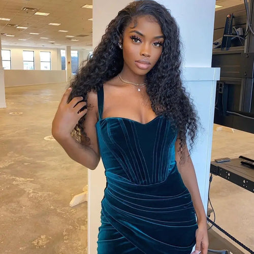 Load image into Gallery viewer, High Quality Summer Velvet Bodycon Dress Women 2021 New Arrivals Lined Green Party Dress Sexy Celebrity Evening Club Night Dress
