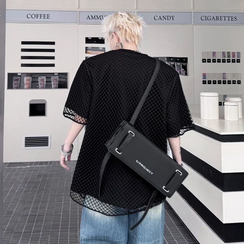 Load image into Gallery viewer, Men's T-shirts New Summer Round Neck Mesh Cloth Fake Two-Piece Letter Printed Male Short Sleeved Trendy Pullover Top 9W1800
