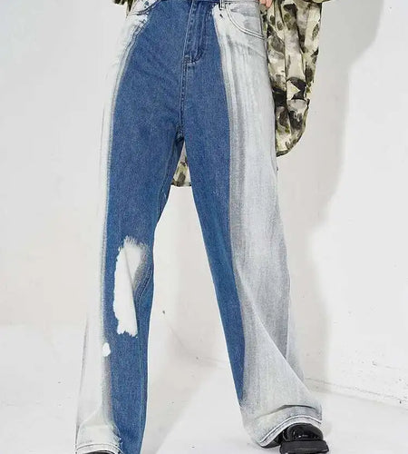High Waist Blue Denim Gradual Color Casual Long Wide Leg Jeans New Women Trousers Fashion Tide Spring Autumn 2025 1DH4937