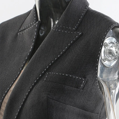 Load image into Gallery viewer, Women Gray Topstitched Mesh Elegant Shaped Long Dress New V-Neck Sleeveless Fashion Tide Spring Autumn 2025 1DJ0343
