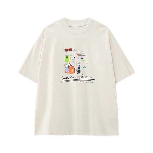 Load image into Gallery viewer, Men's T-shirts New Cartoon Printing Korean Style Short Sleeve Tees Solid Color Summer Round Neck Pullover Menswear 9W1847
