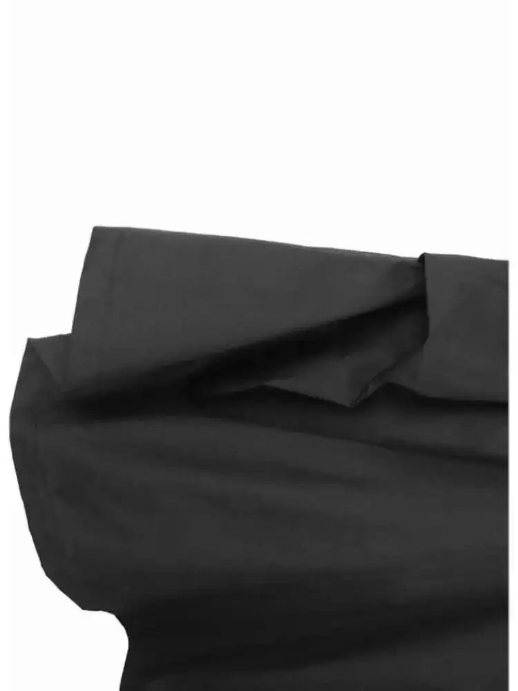 High Elastic Waist Black Irregular Pleated Casual Midi Half-body Skirt Women Fashion Tide New Spring Autumn 2025 1DJ0124