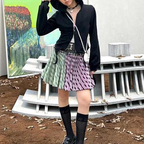 Load image into Gallery viewer, Gothic Little Devil Horn Jacket Women Hooded Zipper Long Sleeve Irregular Hem Autumn Cute Casual Trend Stretch Streetwear
