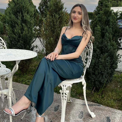 Load image into Gallery viewer, Wedding Guest Dress Women 2023 Bodycon Satin Maxi Dress Long Spaghetti Strap Sexy Prom Evening Party Dresses with Glove Purple
