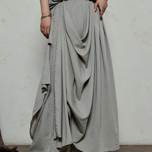 Load image into Gallery viewer, High Waist Khaki Gray Irregular Pleated Spliced Long Wide Leg Pants New Trousers Women Fashion Spring Autumn 2025 1DJ1181
