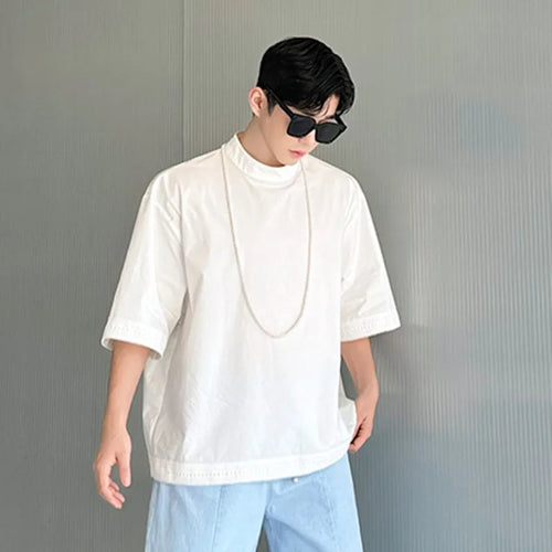 Load image into Gallery viewer, T-shirt Men&#39;s Summer Original Design Ribbon Splicing Solid Color Tees Fashion Trend O-neck Short Sleeve Top 9C5853
