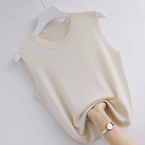Load image into Gallery viewer, Camisole Summer Cropped Knit Slim Sleeveless Tops Female Fashion 2024 Chic Lady Crop Top Solid Tank Tops Femme
