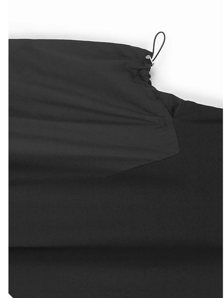 Women Green Drawstring Pocket Big Size Midi Dress New Round Neck Short Sleeve Fashion Tide Spring Summer 2025 1DJ1355