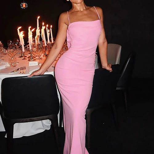 Load image into Gallery viewer, Spaghetti Strap Backless Sexy Maxi Dress Women Gown Summer New Fashion Solid High Waist Evening Beach Club Long Dress
