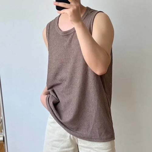 Load image into Gallery viewer, Summer Simple Male Sleeveless Top Loose Solid Color Stripe Casual Vest Stylish Men&#39;s T-shirt Pullover 9C5985
