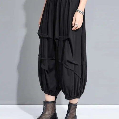 Load image into Gallery viewer, High Elastic Waist Black Pockets Wide Leg Calf-Length Pants New Trousers Women Fashion Tide Spring Autumn 2025 1DH9951
