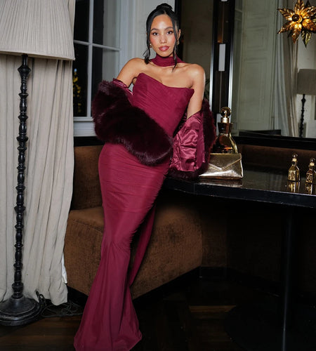 Elegant 2 Pieces Dress Set with Scarf Women Fashion Matching Sets Sexy Cropped Top and Long Dress Set Casual Dress