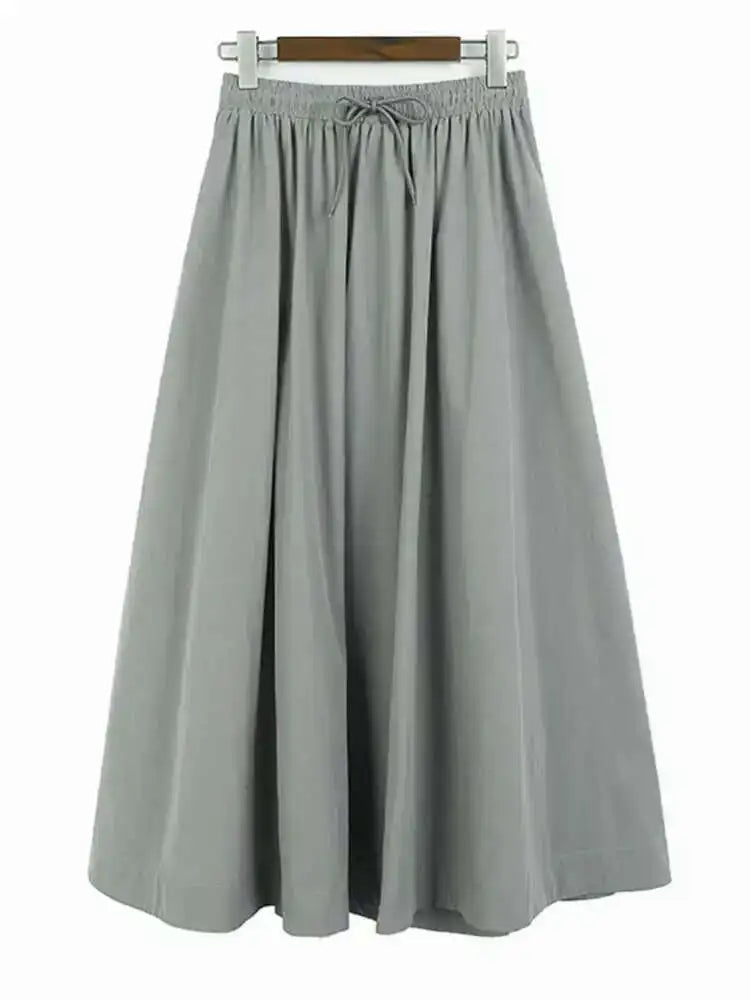High Elastic Waist Gray Brief Long Elegant A-line Half-body Skirt Women Fashion Tide New Spring Autumn 2025 1DH6196