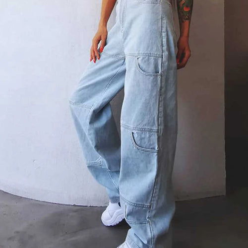 Load image into Gallery viewer, Blue Korean Denim Wide Leg Pants For Women High Waist Solid Minimalist Trousers Female Fashion Clothing Style
