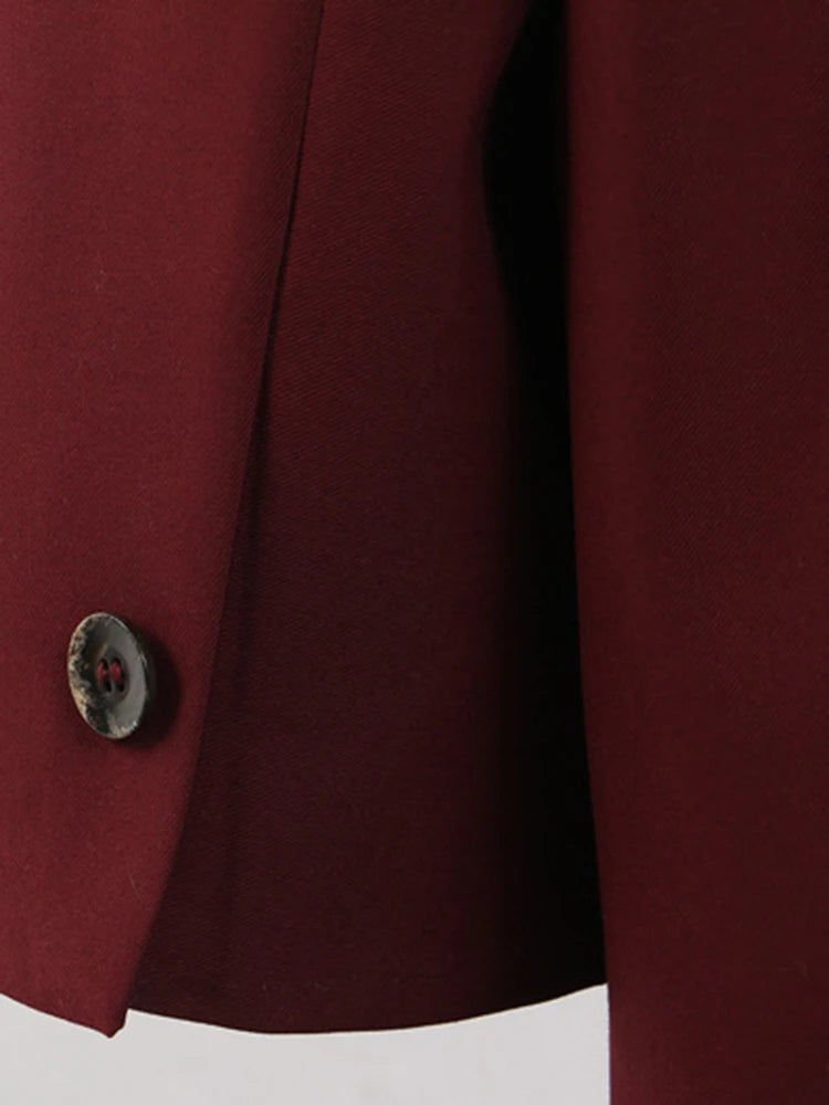 Women Wine Red Irregular Big Size Blazer New Scarf Collar Long Sleeve Jacket Fashion Tide Spring Autumn 2025 1DH9437