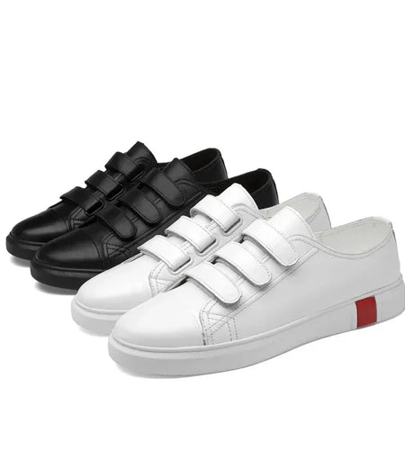Men Casual Shoes  Lightweight White Black Sneakers Split Leather Breathable Men's Flats Shoes Walking For Men