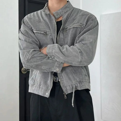 Load image into Gallery viewer, Spring Men&#39;s Jakect Washed Stand Collar Male Denim Jackets New Loose Style New Korean Solid Color Trendy Menwear 9W1454
